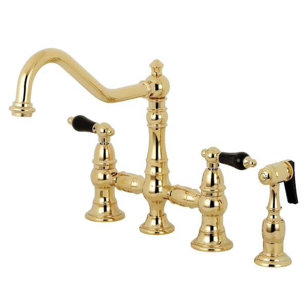 KS3272PKLBS Duchess Bridge Kitchen Faucet W/Brass Sprayer, Brass